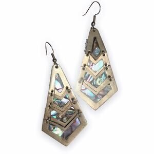 Vintage Made in Mexico Mother of Pearl or Abalone Shell Tiered Earrings